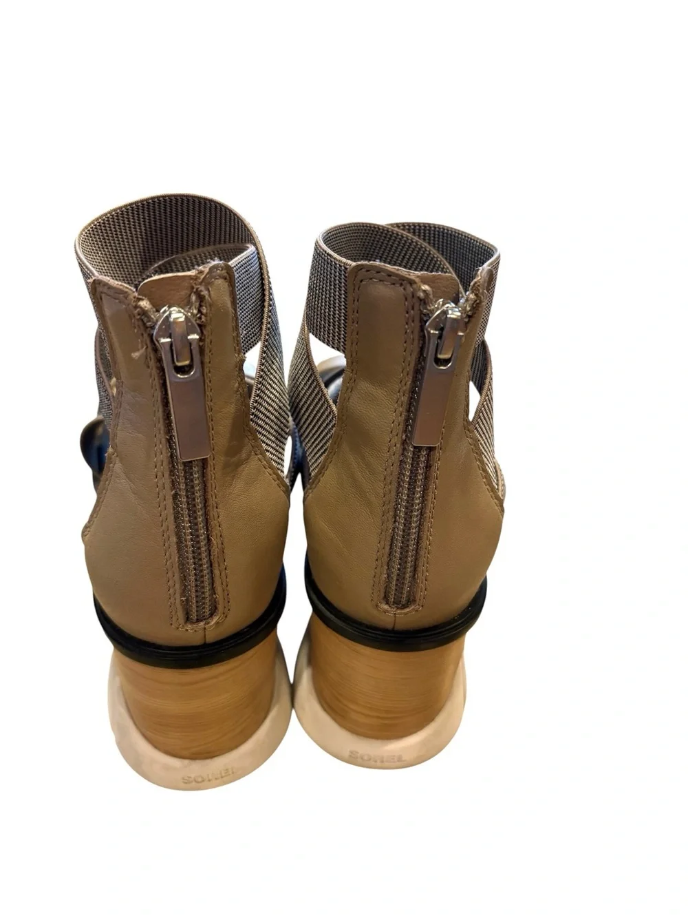 Sorel Beige and Taupe Crisscross Ankle Sandal